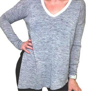 ARITZIA WILFRED Lightweight Long Sleeve Top in Heathered Grey, Oversize  XS